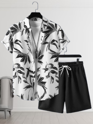 Varni Creation Men Printed Black Night Suit Set