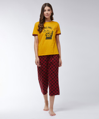 Miss Chase Women Printed Multicolor Top & Pyjama Set