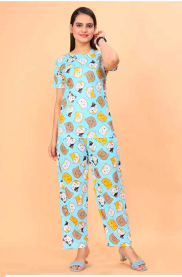 Trade Zone Women Printed Green Night Suit Set