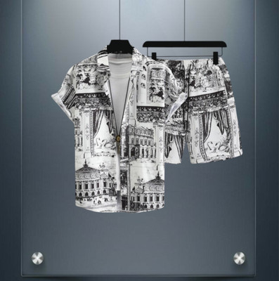 GLORI STAR Men Printed Black Night Suit Set