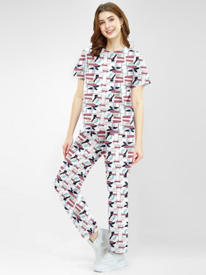 EMINENTIX Girls Printed Multicolor Top & Pyjama Set