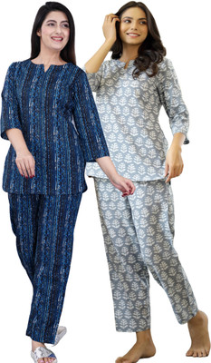Attnico Women Printed Multicolor Night Suit Set