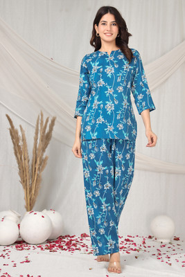 Kadri Women Printed Blue Night Suit Set