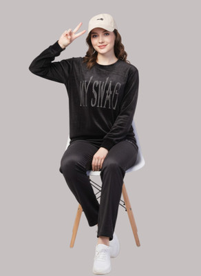 My Swag Women Solid Black Night Suit Set