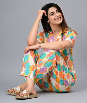 DreamBe Women Polka Print Multicolor Night Suit Set