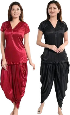 DIVYASTRI FASHION Women Solid Maroon, Red Night Suit Set