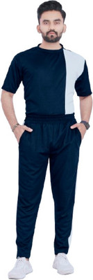 NISPRUH Men Self Design Black Top & Pyjama Set