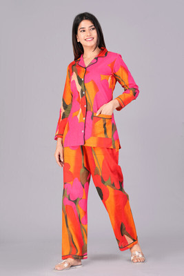 TRINABH Women Printed Multicolor Night Suit Set