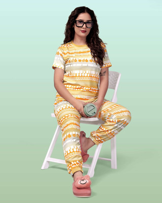 HouseOfCommon Women Printed Multicolor Top & Pyjama Set