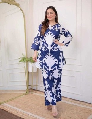 kartik creation Women Ombre/Dyed Blue Night Suit Set