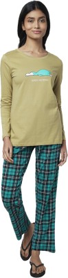 Dreamz by Pantaloons Women Printed Beige Top & Pyjama Set