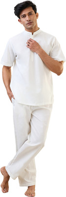 SLEEPZ BY RAYMOND Men Solid White Top & Pyjama Set