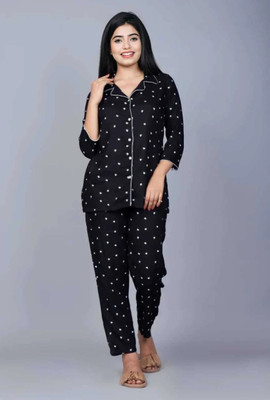 Mahi textile Women Printed Black Night Suit Set