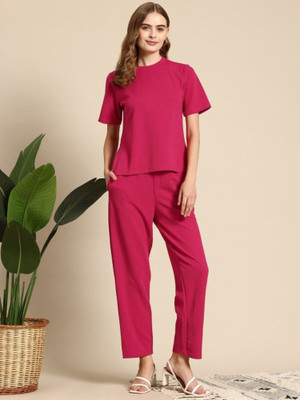 Soor Panchi Women Self Design Pink Night Suit Set