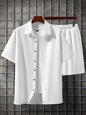 Shiv Men Solid White Night Suit Set