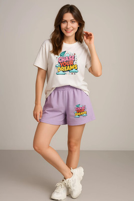 Elvia Women Printed Multicolor Top & Shorts Set