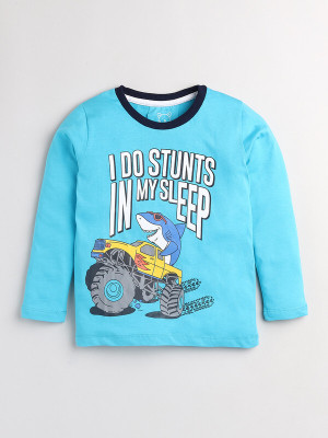 Yk Boys Printed Blue Night Suit Set