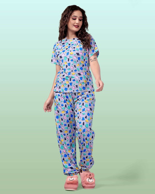 DreamBe Women Printed Grey Top & Pyjama Set