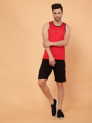 PicPok Men Solid Multicolor Top & Shorts Set