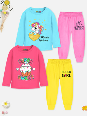 Trampoline Girls Printed Multicolor Night Suit Set