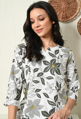 DreamBe Women Printed White Night Suit Set
