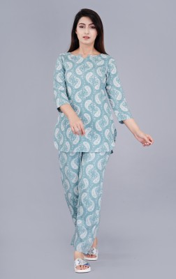 fit magic Women Printed Grey Night Suit Set