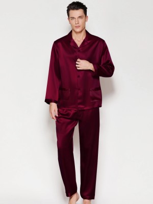 Bella Babe by SK Men Self Design Maroon Night Suit Set