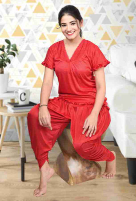 DIVYASTRI FASHION Women Solid Red Top & Pyjama Set