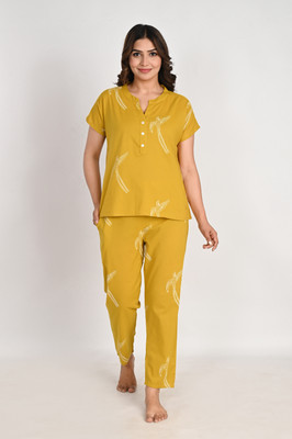 youngrebel Women Printed Yellow Top & Pyjama Set