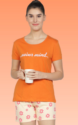 A9 Women Printed, Embroidered Multicolor Top & Shorts Set