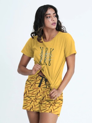 So Sweety Women Printed Yellow Top & Shorts Set