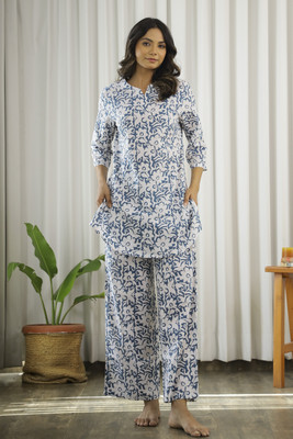 Jivisha Enterprises Women Printed Blue Night Suit Set