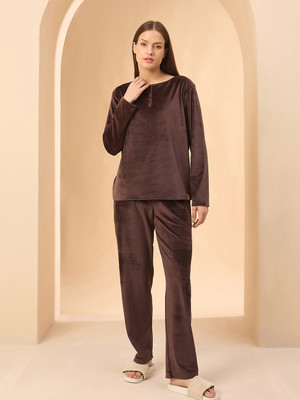 SWEET DREAMS Women Solid Brown Top & Pyjama Set