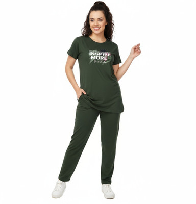MEGHA FASHION Women Printed Green Night Suit Set