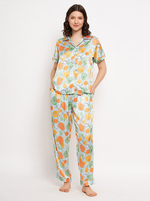 Clovia Women Geometric Print Multicolor Top & Pyjama Set