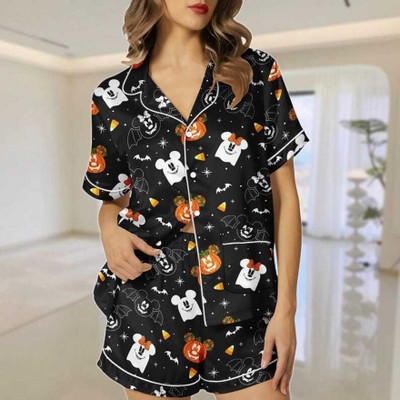 Riodbella Women Printed Black Night Suit Set