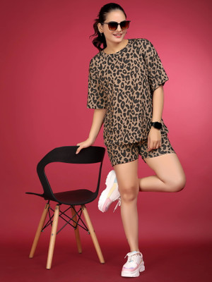 JK Creation Women Printed Multicolor Top & Shorts Set