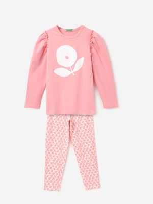 Sumit Fab Girls Printed Pink Shirt & Pyjama set