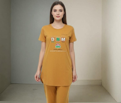 MEGHA FASHION Women Printed Yellow Night Suit Set