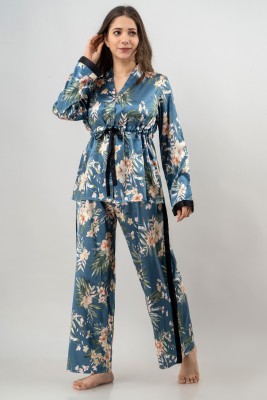 PRETTY LOVING THING Women Floral Print Blue, Green, Pink Shirt & Pyjama set