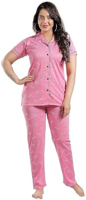 PK Collections Women Self Design Pink Top & Pyjama Set