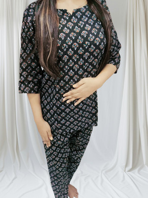 Dulhan kangan palace Women Printed Black Top & Pyjama Set