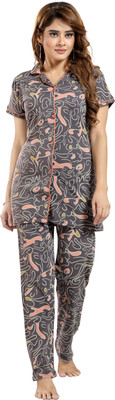 MyraProfashion Women Printed Multicolor Shirt & Pyjama set