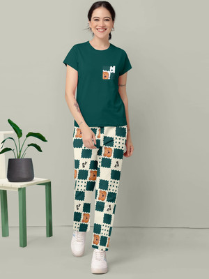 BelleBird Women Printed Multicolor Night Suit Set