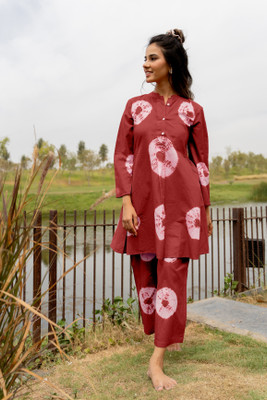 MIRCHI FASHION Women Printed Maroon, White Night Suit Set