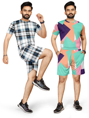 RIOCREATION Men Striped Multicolor Night Suit Set