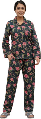 Y.P. Women Printed Black Shirt & Pyjama set