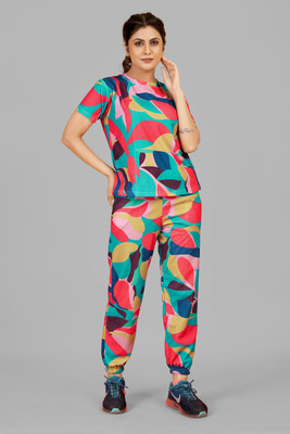 Hercill Women Printed Pink Top & Pyjama Set