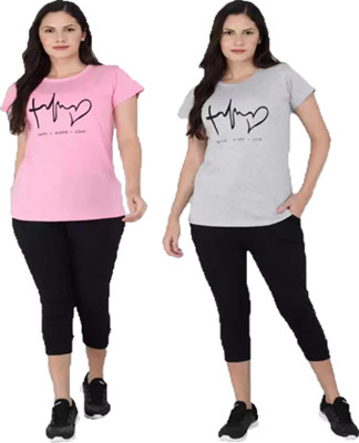 DRUZZEE Women Printed Multicolor Top & Capri Set