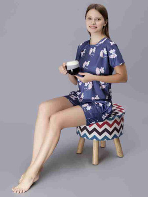 DIVYASTRI FASHION Women Printed Blue Night Suit Set